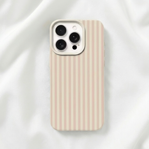 Linea Handyhülle in Creme mit feinen rosé Streifen für iPhone
