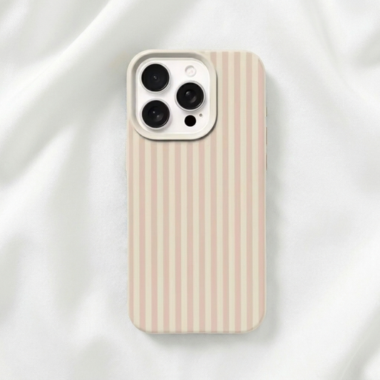 Linea Handyhülle in Creme mit feinen rosé Streifen für iPhone