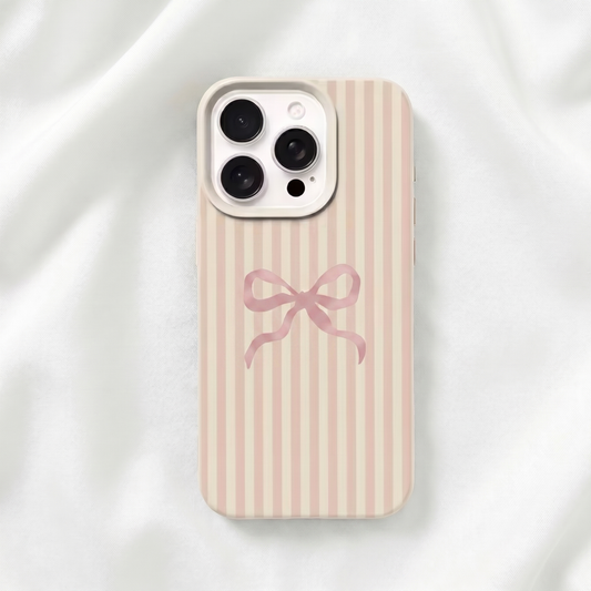 Ribbon Handyhülle in Creme und Altrosa mit gemalter Schleife für iPhone